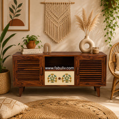 Cynthia Hand Painted TV Unit in Sheesham Wood
