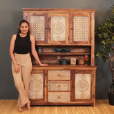 Dravidian Hand Carved Solid Wood Kitchen Cabinet