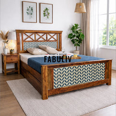 Margot Hand Painted Solid Wood Bed with Storage