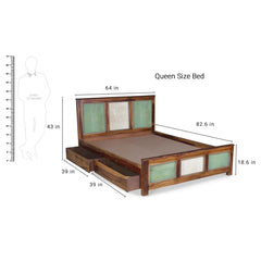 Ellis Solid Wood Bed in vintage Finish