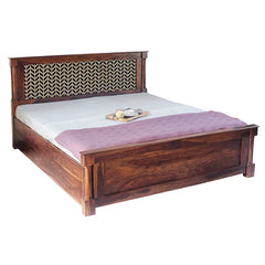 Raison Hand Painted Solid Wood Bed with Storage
