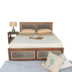 Covelo Solid Sheesham Wood Bed with Drawers Storage