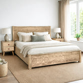 Dravidian Hand Carved Solid Wood Bed