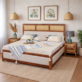 Cavaro Solid Sheesham Wood Bed with Upholstery