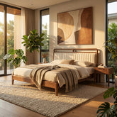 Elowen Sheesham Wood Bed with Upholstery