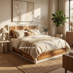 Advaya Solid Mango Wood Bed with Drawer Storage