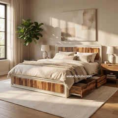 Advaya Solid Mango Wood Bed with Drawer Storage