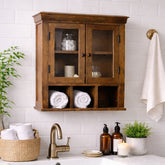 Solid Wood Double Door Bathroom Cabinet in 2 Sizes