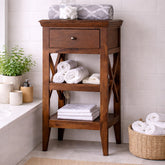 Solid Wood Bathroom Floor Shelf