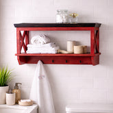 Solid Wood Vintage Red Bathroom Shelves