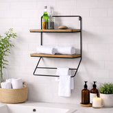 Iron & Wood Bath Wall Shelf
