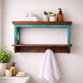 Solid Wood Vintage Blue Bathroom Shelves