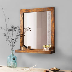 Weathered Grey Bath Mirror with Shelve