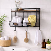 Modern Industrial Black Bath Wall Shelf