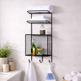 Iron Industrial Black Bath Wall Shelf