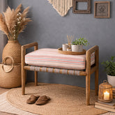 Alban Solid Wood hand woven Bench