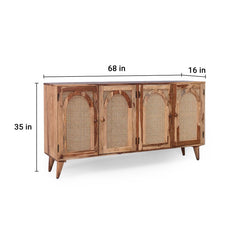 Verona Rattan Sheesham Wood Cabinet