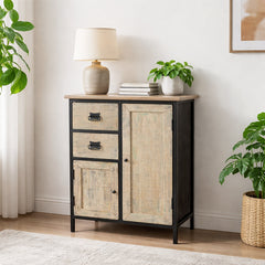 Regis Solid Wood and Iron Cabinet in Vintage Finish