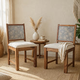 Charles Sheesham Wood Dining Chair with Handpainting Set of 2