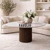 Elmora Marble Top and Wooden Round Coffee Table