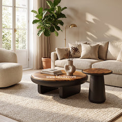 Belloro Coffee Table in Teak & Black Colour