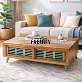 Sula Teal Hand Painted Coffee Table in 2 Sizes