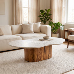Mosaico Marble & Sheesham Wood Centre Table