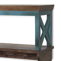 Alonza Solid Wood Vintage Wall Shelf with hooks