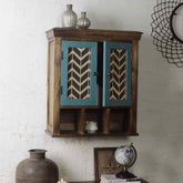 Alfredo Solid Wood Vintage Wall Shelf Double Door in 2 Sizes