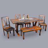 Mathis Solid Wood Six Seater Dining Set