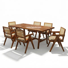 Tiziana Sheesham Wood Table with 6 Maestro Chairs - 6 Seater Dining Set