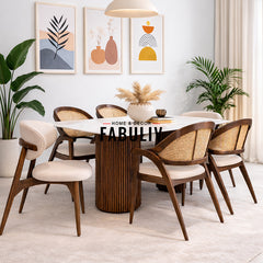 Gistel Marble Top 6 Seater Dining Set