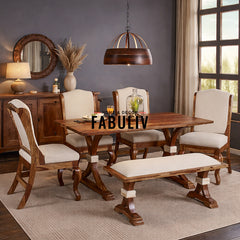 Nicole Solid Wood Six Seater Dining Set