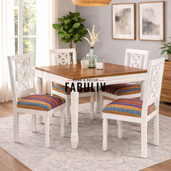 Riviera Solid Wood 4 Seater Dinning Set with Upholstery