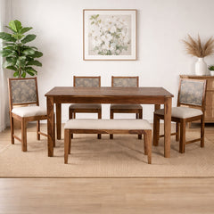 Charles Sheesham Wood 6 Seater Dining Set with Hand Painting