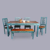 Oliver Rustic Blue Dining Set with Regular Size Table