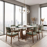 Mosaico Marble & Sheesham Wood Dining Set - 6 Seater