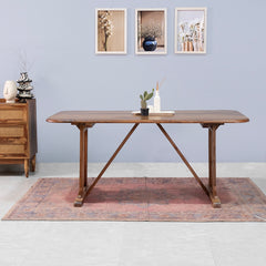Lucas Rattan Sheesham Wood 6 Seater Dining Table