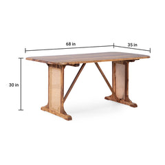 Elena Sheesham Wood Rattn 6 Seater Dining Table with 4 Chairs and 1 Bench