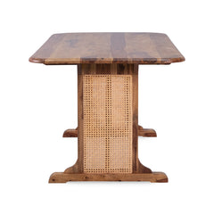 Lucas Rattan Sheesham Wood 6 Seater Dining Table