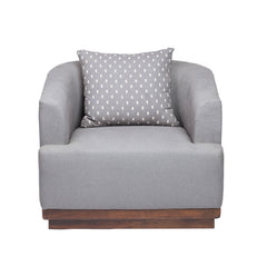 Samuel Solid Wood 1 Seater Sofa In Grey & Brown