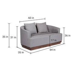 Samuel Solid Wood Two Seater Sofa In Grey & Brown - Fabuliv