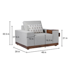 Valentina 1 Seater Sofa With Sheesham Wood Base & Linen Fabric