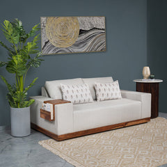 Valentina 2 Seater Sofa With Sheesham Wood Base & Linen Fabric - Fabuliv