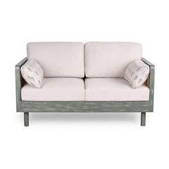Ethan Solid Wood 2 Seater Sofa with Rattan Cane Work - Fabuliv