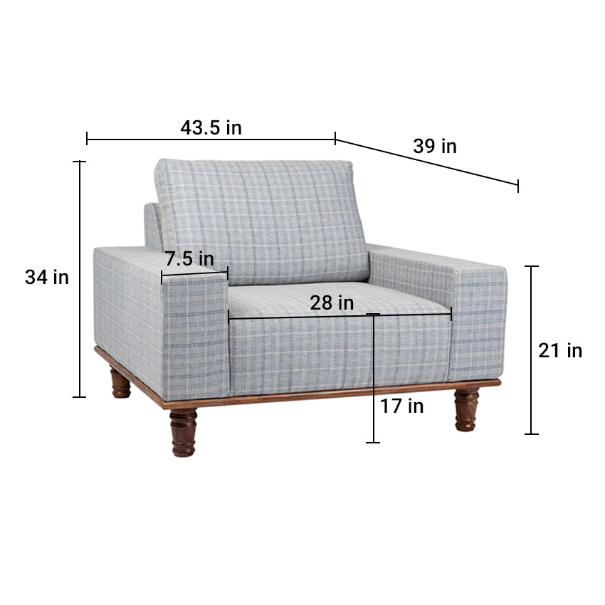 Sergio Large 1 Seater Sofa with Wooden Base