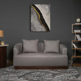 Samuel Solid Wood Two Seater Sofa In Grey & Brown - Fabuliv