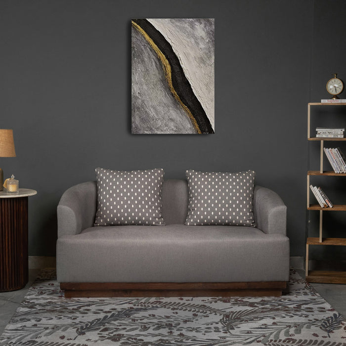 Samuel Solid Wood Two Seater Sofa In Grey & Brown - Fabuliv