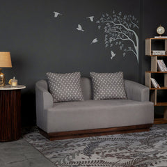 Samuel Solid Wood Two Seater Sofa In Grey & Brown - Fabuliv