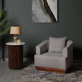 Samuel Solid Wood 1 Seater Sofa In Grey & Brown